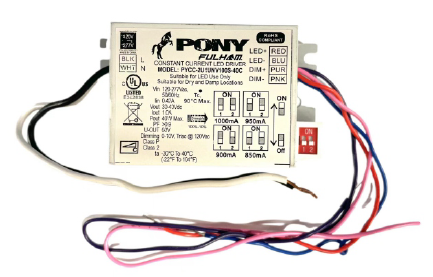 PYCC-2U2UNV100S-40C
Selectable Constant Current 
LED Driver, Selectable Output 
Current: 850 / 900 / 950 / 
1000mA 0-10V &amp; Phase@120V 
Dimming