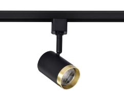 TH637
LED Small Cylinder Track Head 
24 12W 3000K 120V Matte Black 
w/ Brushed Brass Finish 24 Deg 
Beam Angle Integrated Base 
Dimmable