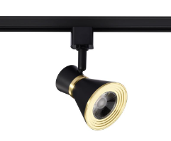 TH643
LED Cinch Track Head 36 12W 
3000K 120V Matte Black 
w/Brushed Brass Finish 
36 Deg Beam Angle Integrated 
Base Dimmable