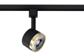 TH645
LED Round Track Head 36 12W 
3000K 120V Matte Black 
w/Brushed Brass Finish 36 Deg 
Beam Angle Integrated Base 
Dimmable